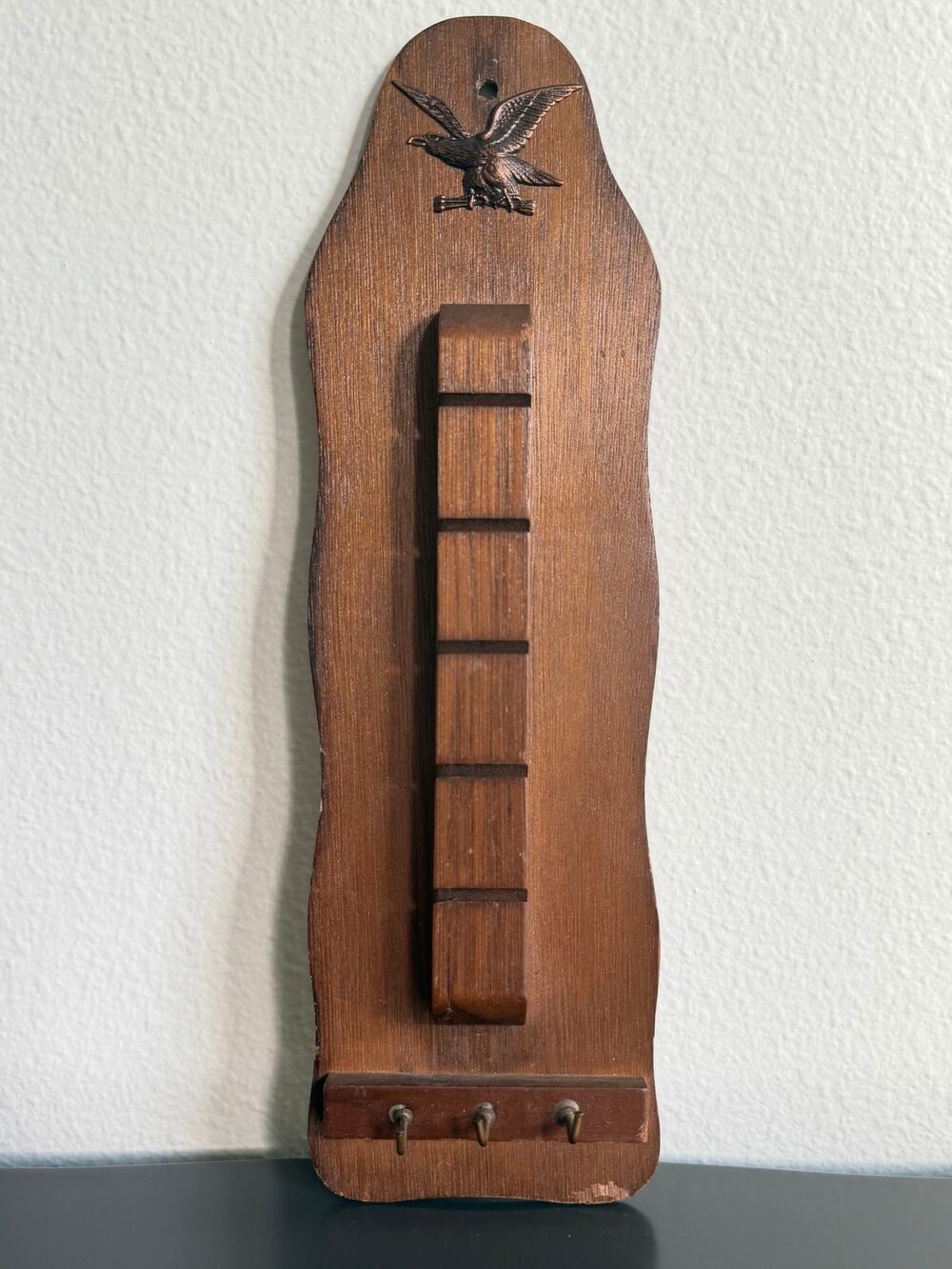 Vintage Wood Letter & Key Holder Wall Hanging bronze eagle accent farmhouse